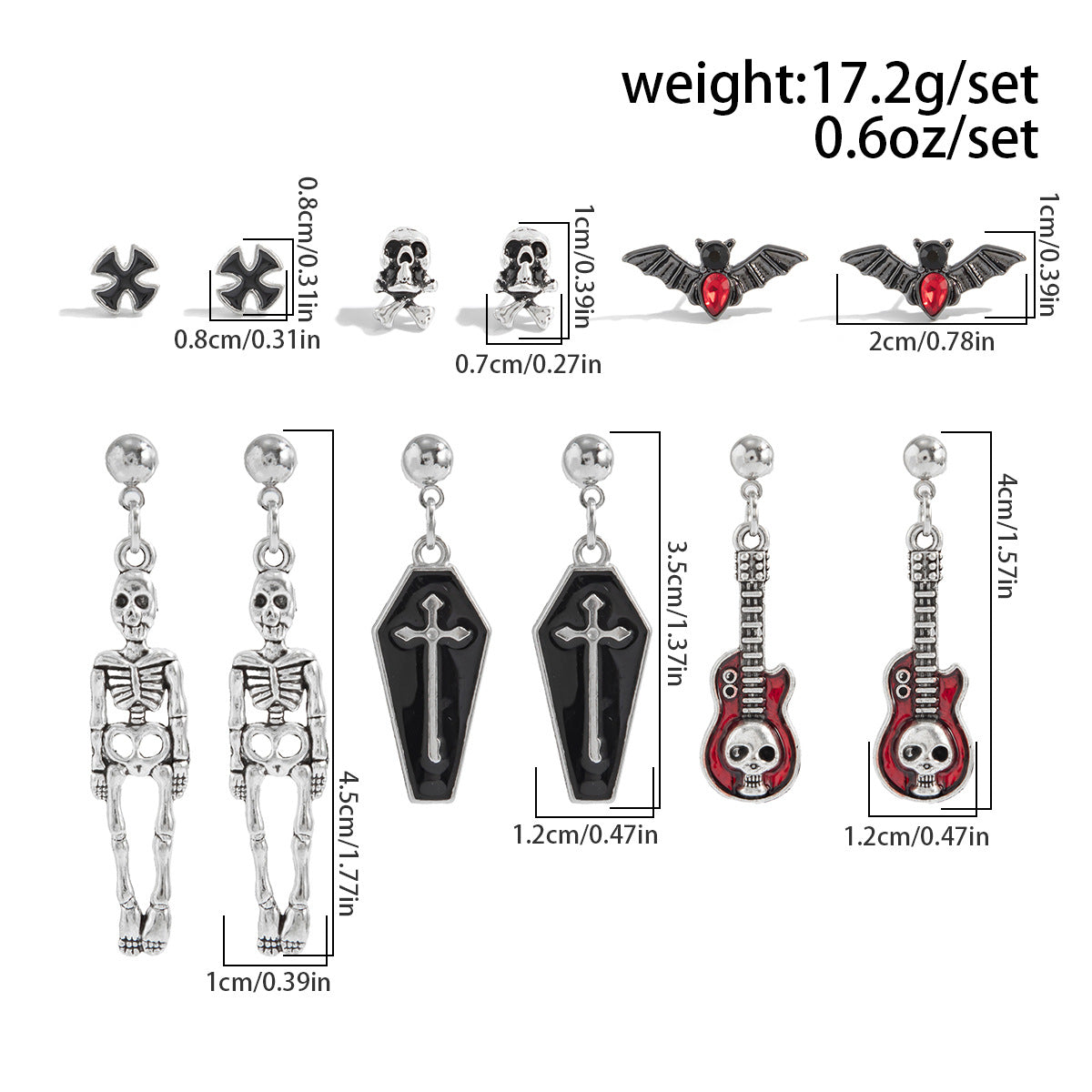 Wholesale Rose  Bloody Cross Earring Set